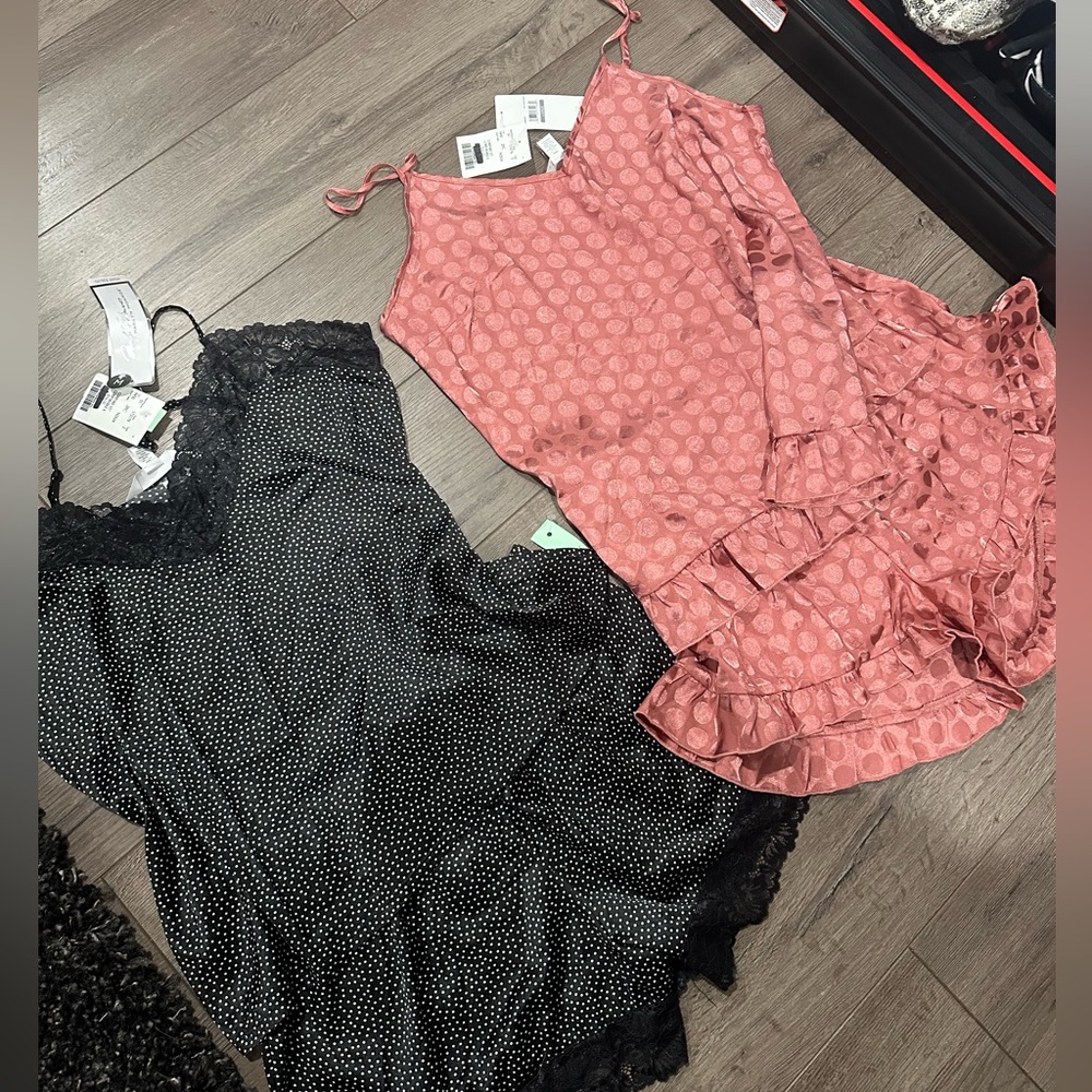 Pink Polka Dot Ruffle Dress and Black Polka Dot Dress